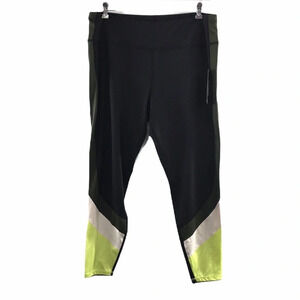 Bebe Sport Black Yellow Ankle Activewear Leggings Womens 3X‎ Yoga Workout